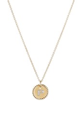 David Yurman 18kt yellow gold Initial P diamond charm necklace