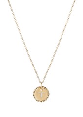 David Yurman 18kt yellow gold T Initial Charm diamond necklace