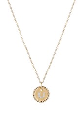 David Yurman 18kt yellow gold U Initial Charm diamond necklace