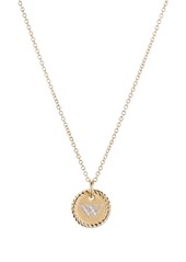 David Yurman 18kt yellow gold Initial W diamond charm necklace