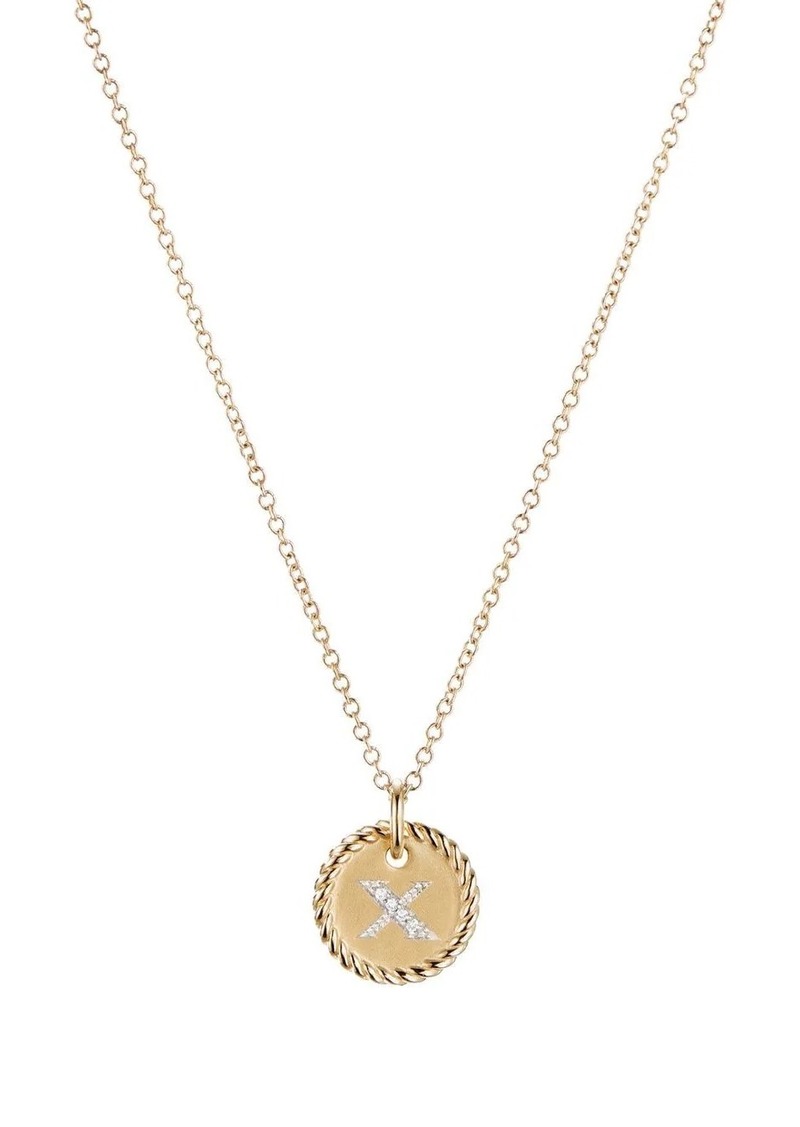 David Yurman 18kt yellow gold X Initial Charm diamond necklace