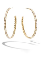 David Yurman 18kt yellow gold medium Pavé diamond hoopspa