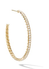 David Yurman 18kt yellow gold medium Pavé diamond hoopspa