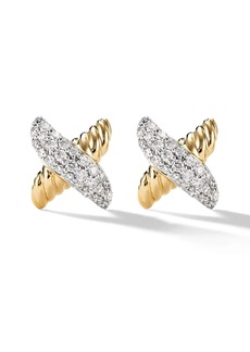 David Yurman 18kt yellow gold Petite X diamond stud earrings
