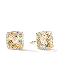 David Yurman 18kt yellow gold Petite Chatelaine citrine and diamond stud earrings