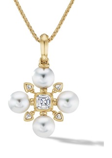 David Yurman 18kt yellow gold Renaissance Akoya pearl and diamond pendant necklace