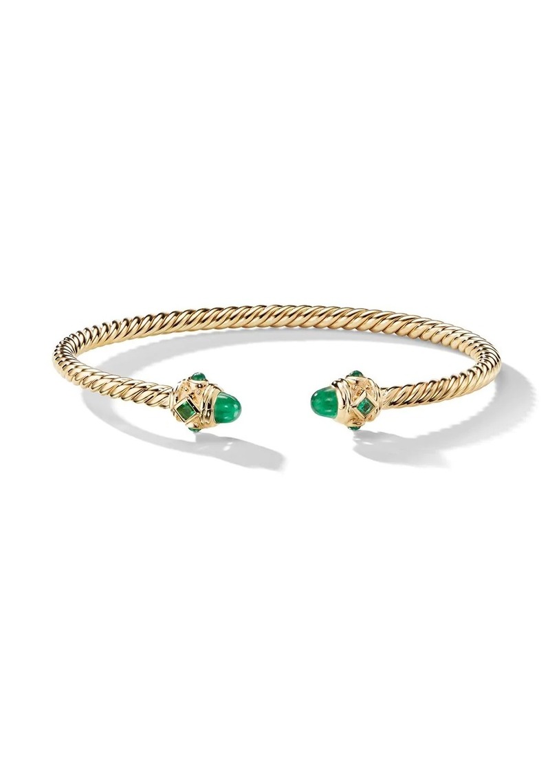 David Yurman 18kt yellow gold Renaissance emerald cuff