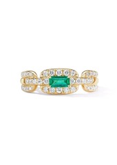 David Yurman 18kt yellow gold Stax diamond emerald ring