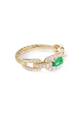 David Yurman 18kt yellow gold Stax diamond emerald ring