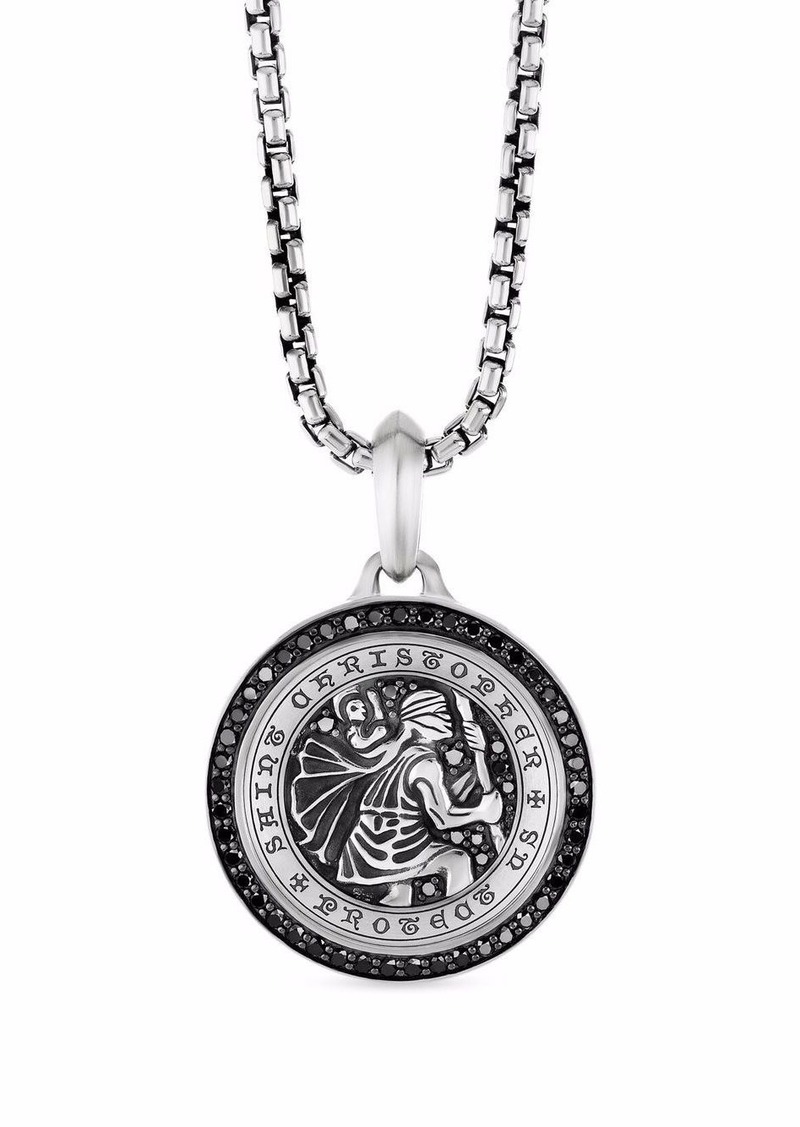 David Yurman sterling silver St. Christopher diamond amulet