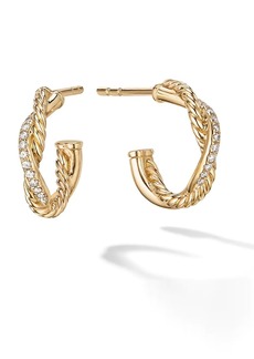 David Yurman 18kt yellow gold Petite Infinity diamond huggie hoop earrings
