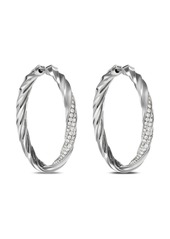 David Yurman sterling silver Cable Edge diamond hoop earrings