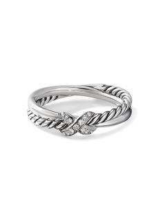 David Yurman sterling silver Petite X diamond ring