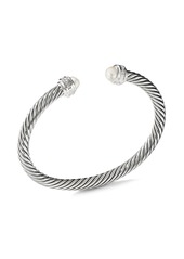 David Yurman sterling silver Cable Classics pearl and diamond bracelet