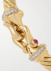 David Yurman Buckle 18-karat Gold Diamond And Ruby Bracelet