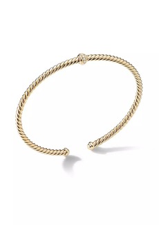 David Yurman Cable 18K Gold & Diamond Station Cuff Bracelet