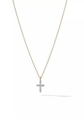 David Yurman Cable Collectibles® Cross Necklace in 18K Yellow Gold with Pavé Diamonds