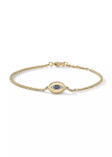 David Yurman Cable Collectibles Evil Eye Bracelet in 18K Yellow Gold with Pavé Sapphires and Diamonds