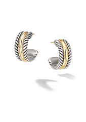 David Yurman Cable Collectibles Huggie Hoop Earrings in Sterling Silver with 14K Yellow Gold