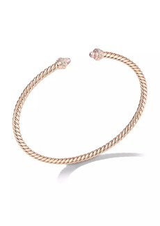 David Yurman Cablespira® Color Bracelet in 18K Rose Gold with Morganite and Pavé Diamonds