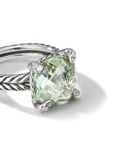 David Yurman sterling silver Chatelaine prasiolite and diamond ring