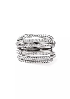 David Yurman Crossover Diamond & Sterling Silver Wide Ring