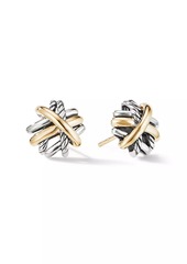 David Yurman Crossover Stud Earrings in Sterling Silver with 18K Yellow Gold