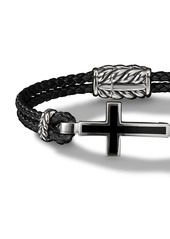 David Yurman Exotic Stone Cross onyx leather bracelet