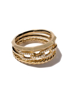 David Yurman 18kt yellow gold Stax diamond narrow ring