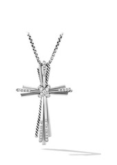 David Yurman Angelika Diamond Cross Pendant Necklace in Silver Pave at Nordstrom