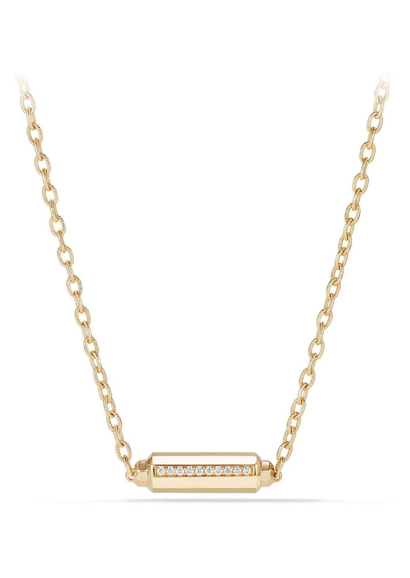 David Yurman Barrels Single Station Necklace with Diamonds in 18K Gold in Yellow Gold at Nordstrom