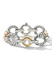 David Yurman Cable & Smooth Chain Link Bracelet with 18K Yellow Gold in Silver at Nordstrom