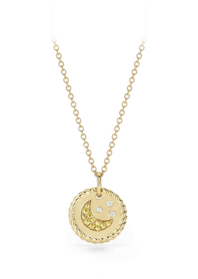 David Yurman Cable Collectibles Moon & Stars Necklace with Diamonds & Yellow Sapphires in 18K Gold in Gold/Diamond/Yellow Sapphire at Nordstrom