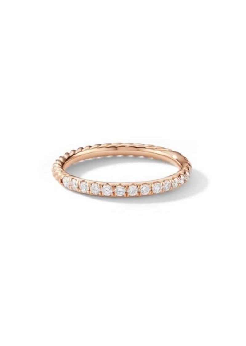 David Yurman Cable Pavé Band Ring with Diamonds in Rose Gold/Diamond at Nordstrom
