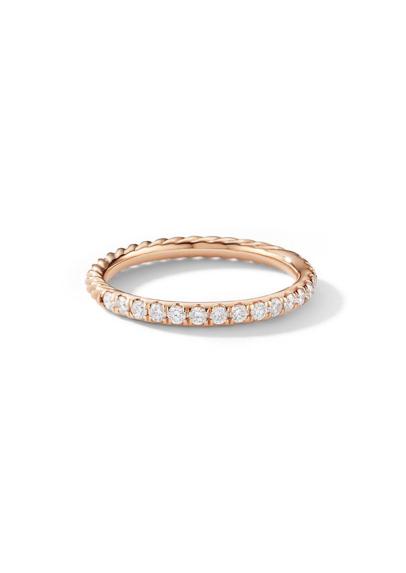David Yurman Cable Pave Band Ring with Diamonds in Rose Gold/Diamond at Nordstrom