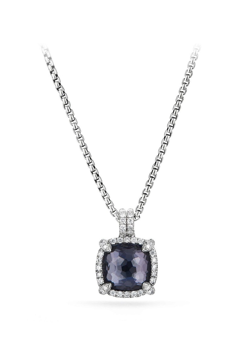 David Yurman Chatelaine Pave Bezel Pendant Necklace with Black Orchid and Diamonds in Amethyst/Hemetine at Nordstrom