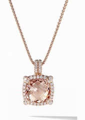 David Yurman Chatelaine Pave Bezel Pendant Necklace with Morganite and Diamonds in 18K Rose Gold in Rose Gold/Diamond/Morganite at Nordstrom