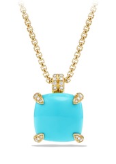 David Yurman 'Chatelaine' Pendant Necklace with Diamonds in 18K Gold in Turquoise at Nordstrom
