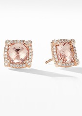 David Yurman Châtelaine Pavé Bezel Stud Earrings with Morganite and Diamonds in 18K Rose Gold in Rose Gold/Diamond/Morganite at Nordstrom