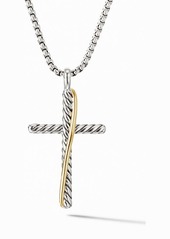 David Yurman Crossover Cross Necklace with 18K Yellow Gold in Silver/Gold at Nordstrom