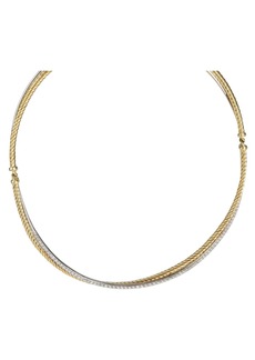 David Yurman Crossover Diamond Choker Necklace in 18K 2 Tone Gold 0.60 CTW