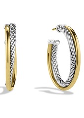 David Yurman Crossover Medium Hoop Earrings with Gold in Two Tone at Nordstrom