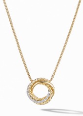 David Yurman Crossover Mini Pendant Necklace in 18K Yellow Gold with Diamonds at Nordstrom