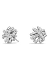 David Yurman Crossover Stud Earrings with Diamonds in Silver/Gold at Nordstrom