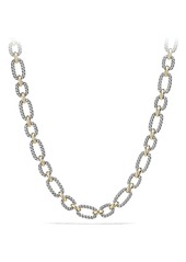 David Yurman Cushion Link Necklace with Blue Sapphires in Silver/Gold/Blue Sapphire at Nordstrom