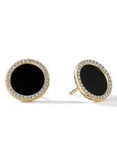 David Yurman Elements 18K Gold & Pavé Diamond Button Earrings in Black Onyx/Yellow Gold at Nordstrom