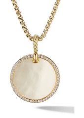 David Yurman Elements 18K Gold Disc Pendant with Pavé Diamond Rim in Mother Of Pearl/Yellow Gold at Nordstrom