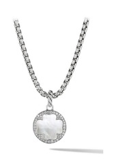 David Yurman Elements Clover Turquoise & Pavé Diamond Disc Pendant in Mother Of Pearl/Silver at Nordstrom