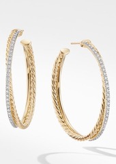 David Yurman Extra Large Crossover Hoop Earrings with Diamonds in Gold/Diamond at Nordstrom