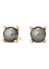 David Yurman Genuine Pearl Earrings with Diamonds in 18K Gold in Gold/Tahitian Grey Pearl at Nordstrom